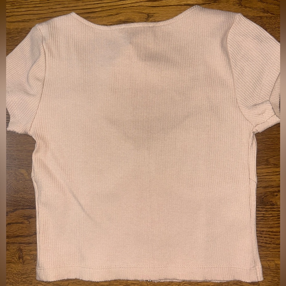 Forever 21 Blush Ribbed Crop Top with Zipper - Picture 2 of 2